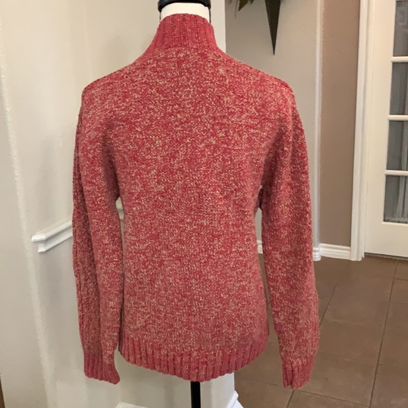 Aigle rare red & tan marled thick knit mock neckline sweater Size L - Picture 3 of 17